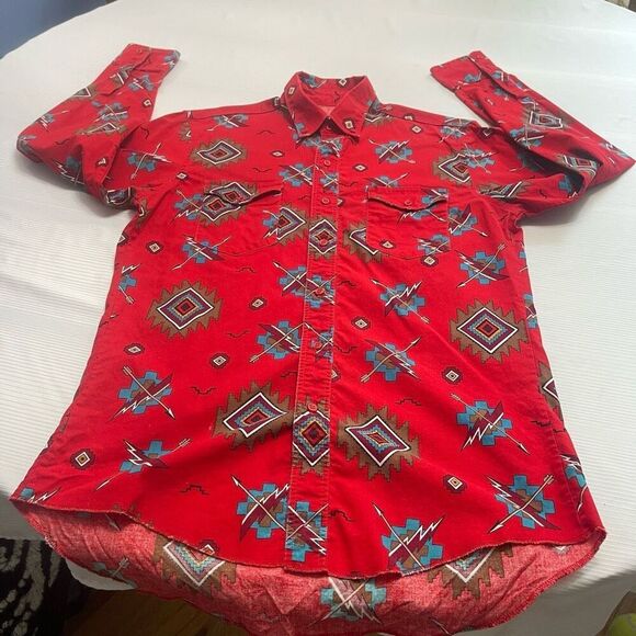 Wrangler Cowboy Cut Regular Fit X-Long Tails VTG Western Button Down Shirt 16-33 - Picture 4 of 7